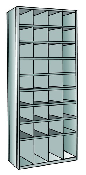 Metal bin shelving 9 shelves, 36 bins Starter