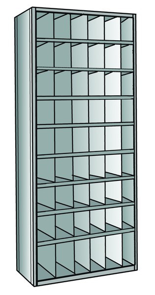 Metal bin shelving 9 shelves, 54 bins Starter