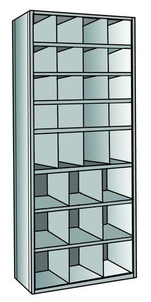 Metal bin shelving 8 shelves, 29 bins Starter