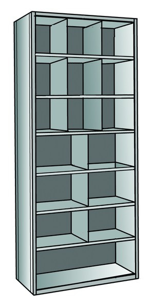 Metal bin shelving 7 shelves, 16 bins Starter