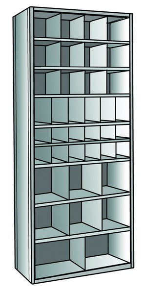 Metal bin shelving 9 shelves, 38 bins Starter