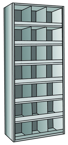 Metal bin shelving 7 shelves, 21 bins Starter
