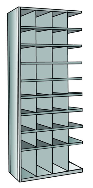 Metal bin shelving 9 shelves, 36 bins adder unit