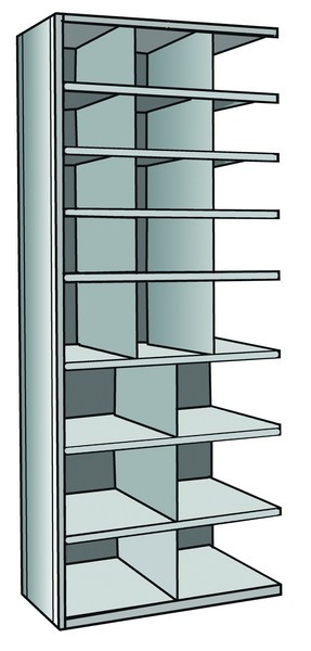 Metal bin shelving 7 shelves, 16 bins Adder