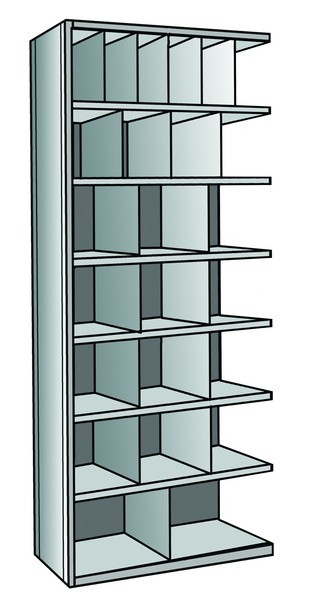 Metal bin shelving 7 shelves, 24 bins Adder