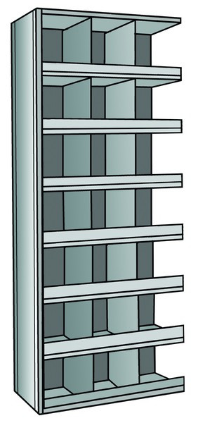Metal bin shelving 7 shelves, 21 bins Adder