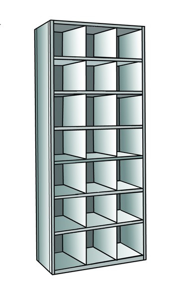 Metal bin shelving 7 shelves, 21 bins Starter