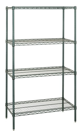 Food Safe Green Wire Shelving Unit 4 Shelves 36" x 14" x 74"
