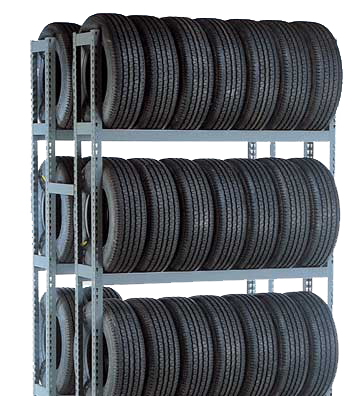 48 Tire Double Row Automotive Storage Unit with 3 Shelves