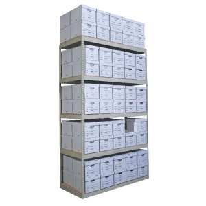 100 Box Record Storage Units -- 9' Tall with 5 shelves 69" x 30" x 108"