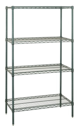 Food Safe Green Wire Shelving Unit 4 Shelves 36" x 14" x 74"
